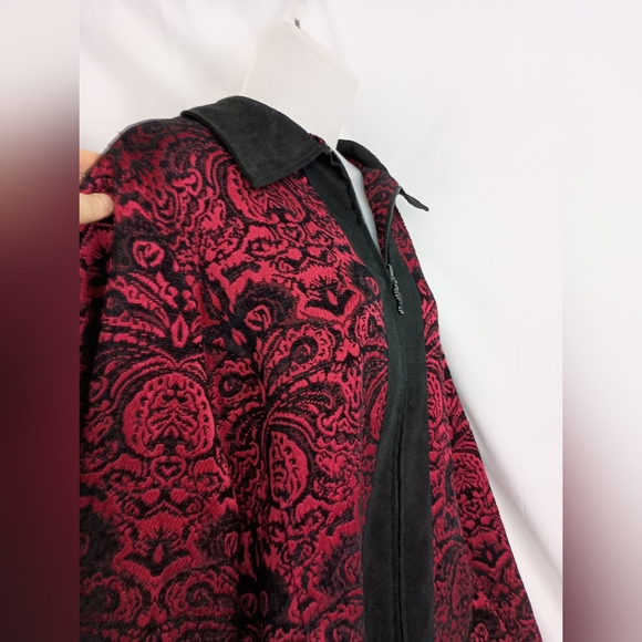 DRAPERS & DAMONS Christmas Party XL Holiday Black Red Patterned Blazer Jacket - Picture 6 of 9